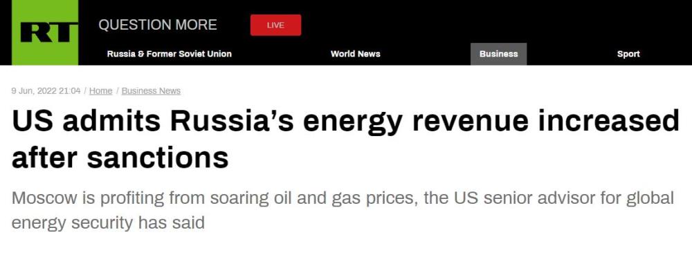西方制裁适得其反？美官员承认：俄能源收入比俄乌冲突前更多