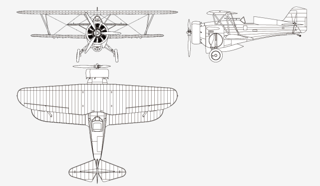 霍克iii战斗机三视图1936年2月,广州当局通过洲际航空公司向柯蒂斯