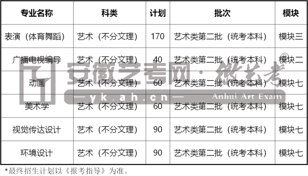 安徽新華學院2022年藝術類第二批招生計劃