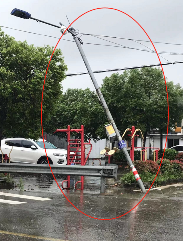 钱库这根电线杆倒成这样