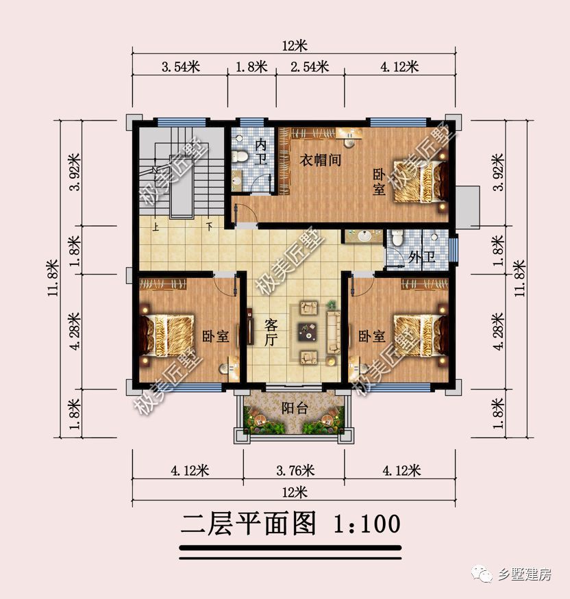 開間12米進深10米農村最常見的戶型小編教你這樣建