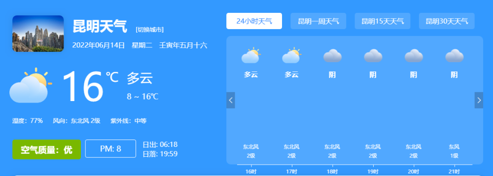 今日天气预报 昆明 星期二 天气预报 腾讯新闻