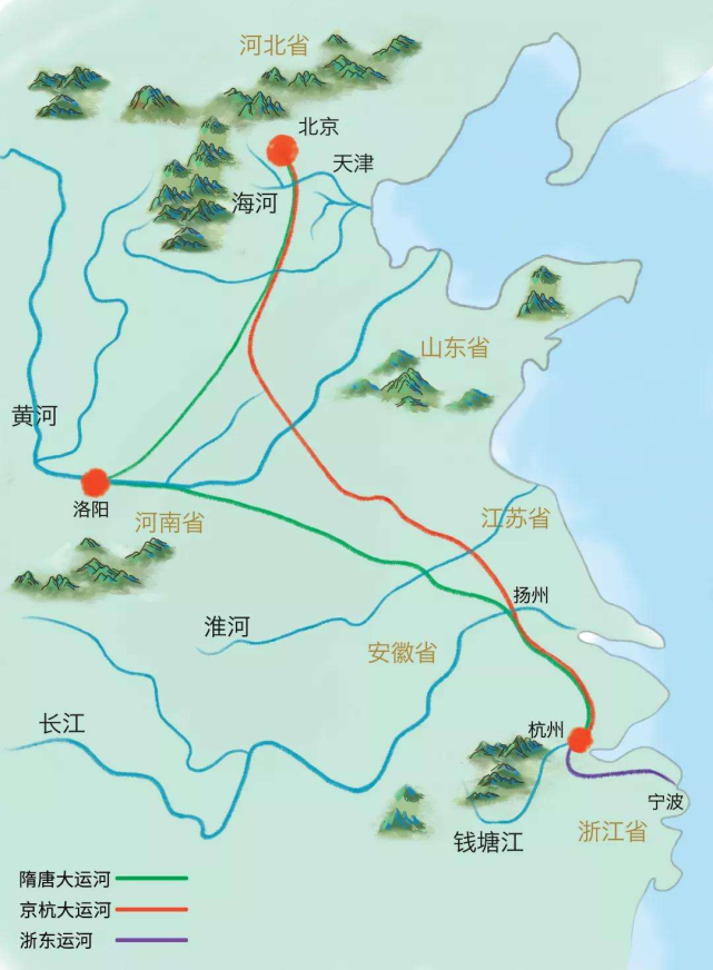 中国大运河线路示意图 图源/弘博网