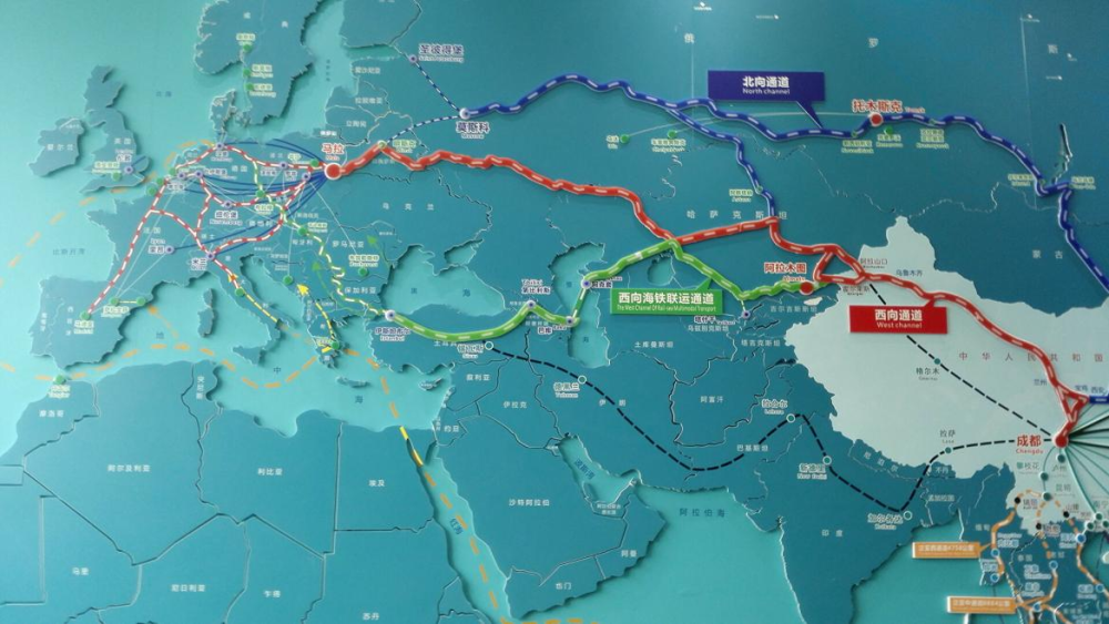 中国到中亚铁路路线图图片