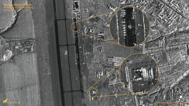 2月26日capella公司发布高分辨率sar雷达卫片,显示哈尔科夫州丘古耶夫