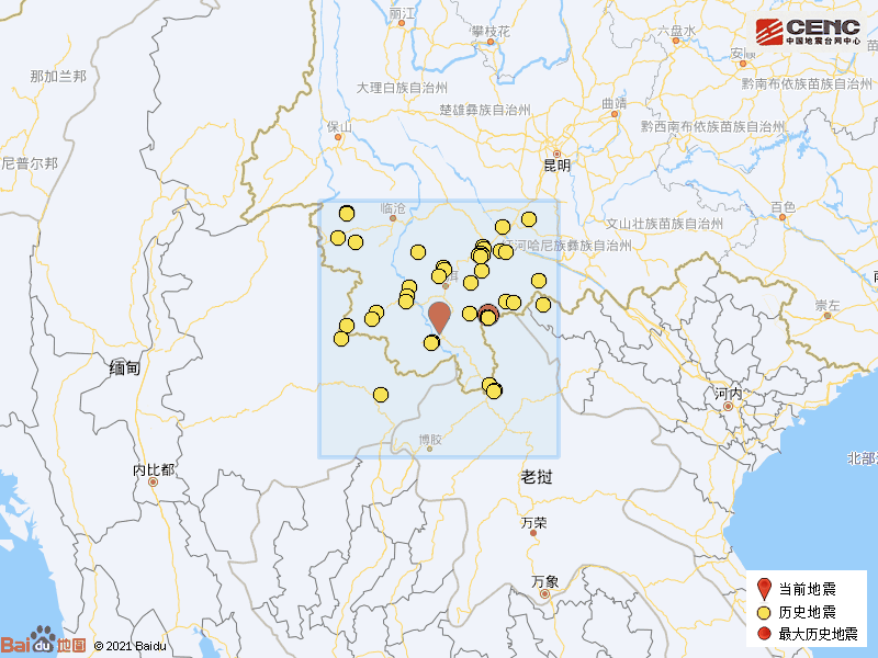 云南西双版纳州景洪市发生31级地震