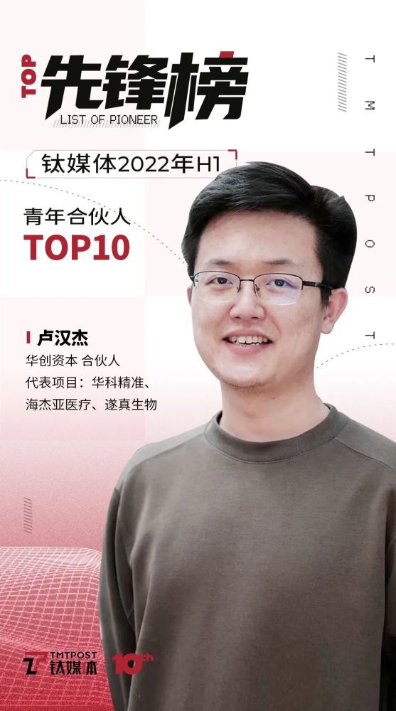 华创资本卢汉杰入选钛媒体先锋榜青年合伙人top10