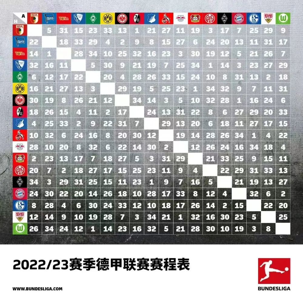 德甲202223賽季賽程公佈