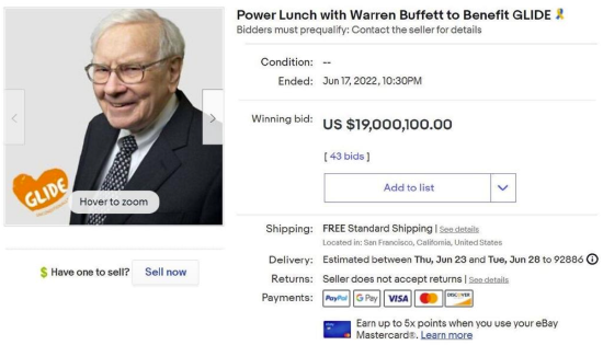 1.27亿元！巴菲特慈善午餐拍卖再创纪录，曾有4位中国人中标