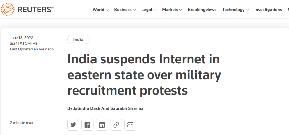 外媒：印度比哈尔邦部分地区“断网”，为阻止暴力抗议活动nlp实战手册2023已更新(腾讯/今日)