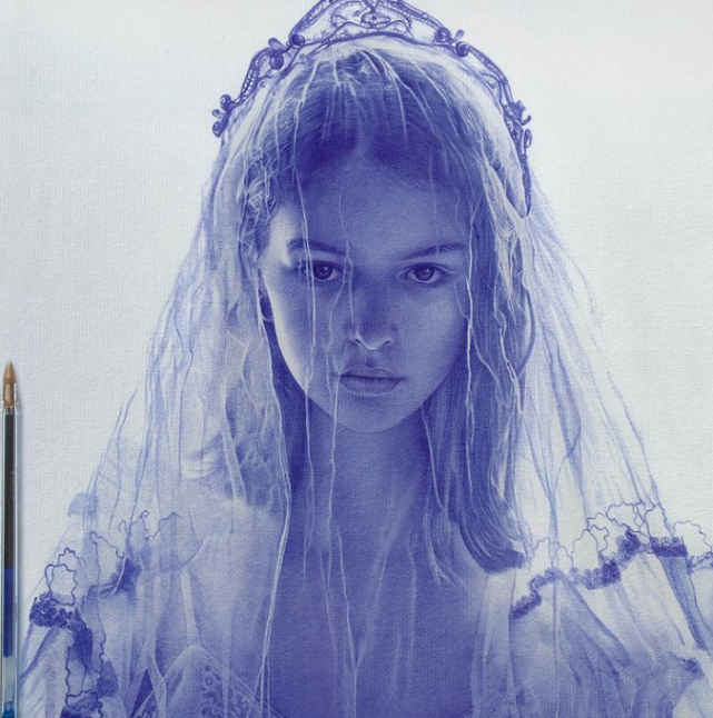 画出的令人惊叹的圆珠笔艺术作品吧保卢斯的圆珠笔画将人物的每一个