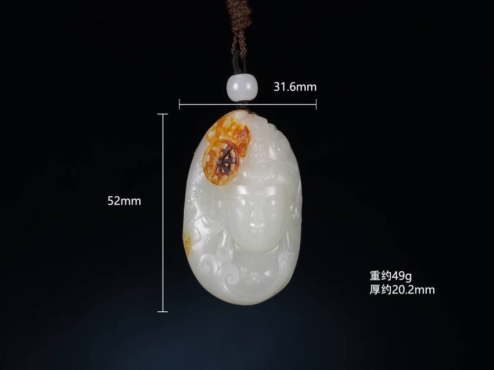 佰匞推荐红沁和田玉独籽料俏色巧雕玉雕大师王红霞观音佛像挂件玉质温润 ...