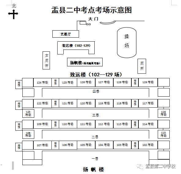 盂县一中,二中考点2022年初中学业水平考试考场分布图及考生注意事项