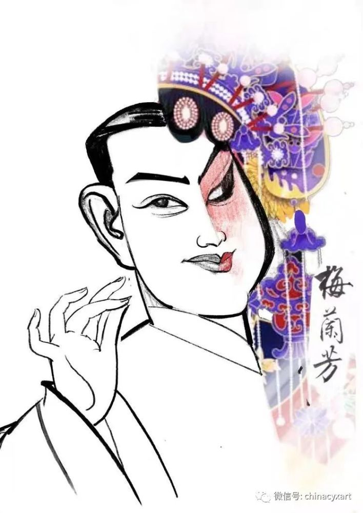 京剧大师梅兰芳肖像漫画
