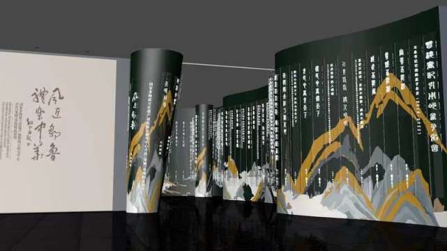 序厅装置"以礼立人",以简牍卷轴形式展开长卷,陈列在展厅入口两侧,上