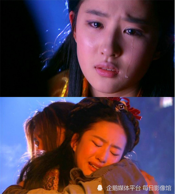 从少女走到中年期,在与杨过重逢后的哭戏,对比3年前的赵灵儿,可以说有