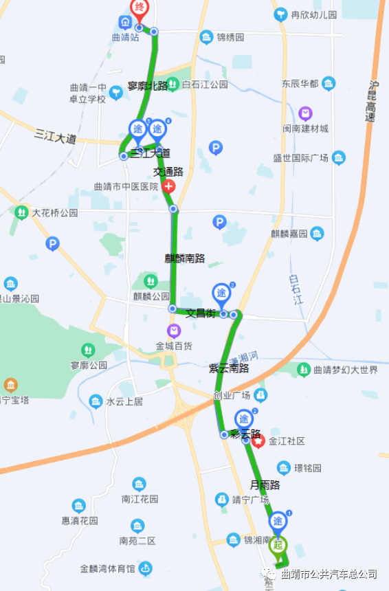 曲靖公交车线路图图片