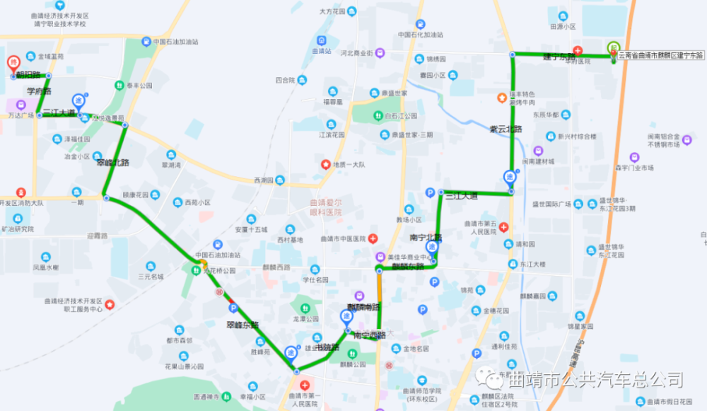 曲靖公交车线路图图片