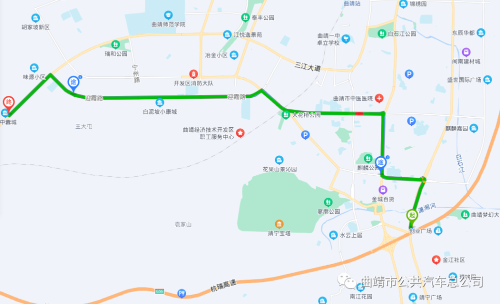 曲靖公交车线路图图片