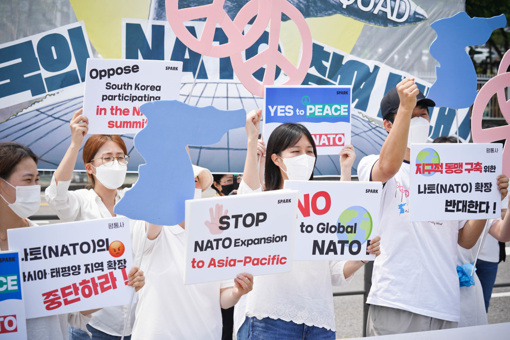 韩国民众抗议尹锡悦出席北约峰会谴责北约向亚太扩张歼灭马匪步芳之指示2023已更新(微博/哔哩哔哩)