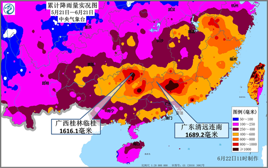 至500毫米,廣東韶關,清遠,河源,汕尾和惠州,廣西桂林,柳州,河池,賀州