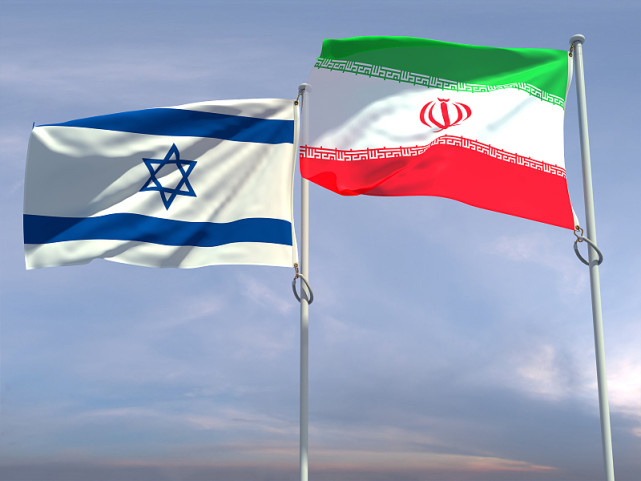 伊朗国旗与以色列国旗 图源:人民视觉