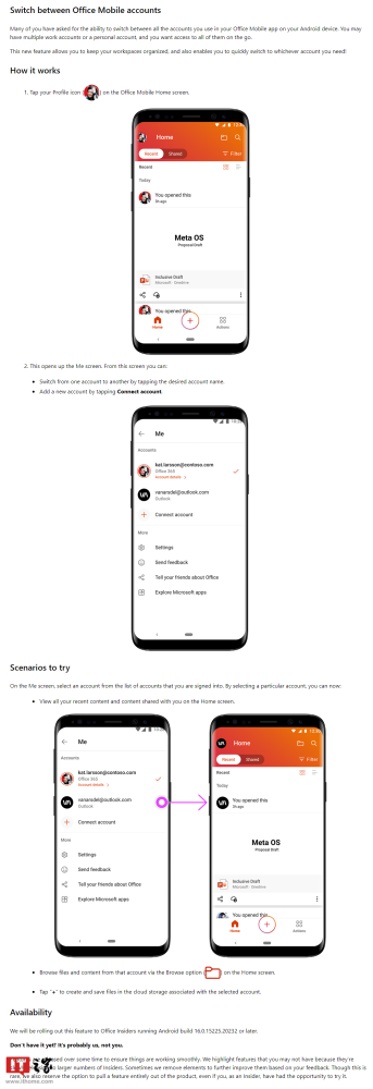 微软OfficeMobile安卓预览版新增支持多帐户切换