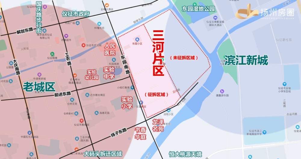 根据仪征行政审批局公开信息显示,三河片区城市更新一期项目占地约474