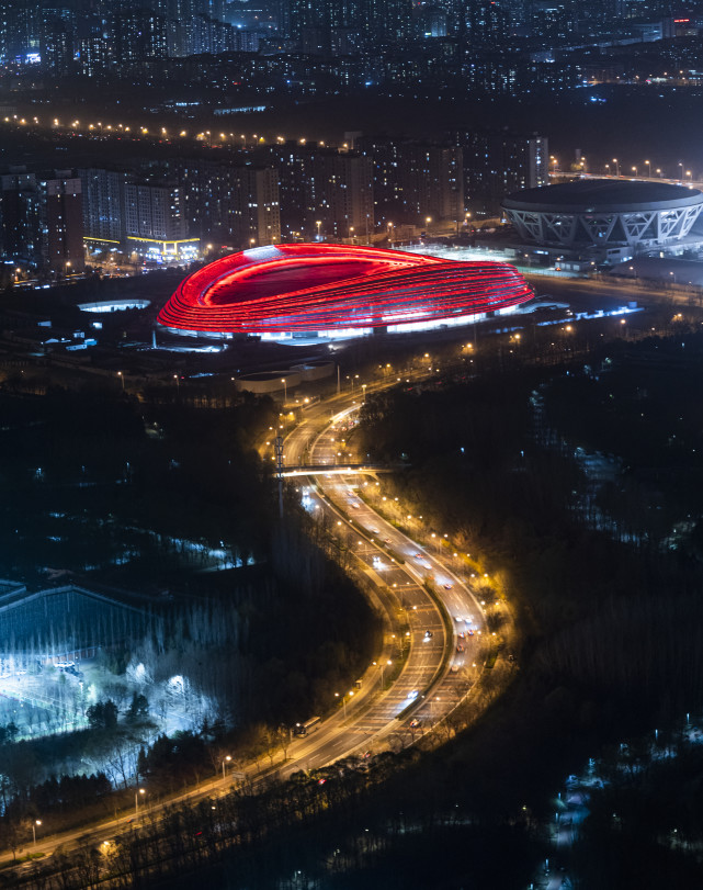 國家速滑館夜景.