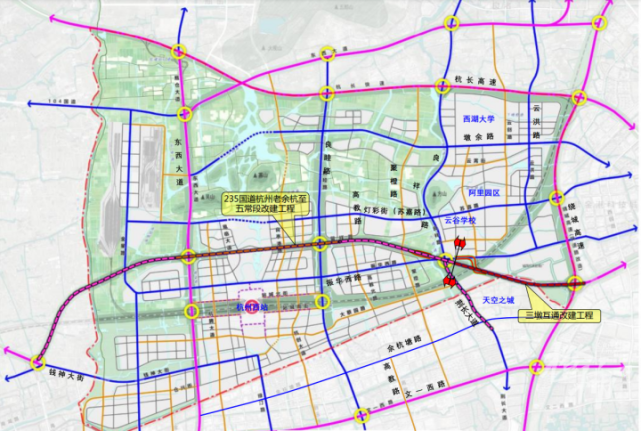 从杭州火车西站到绕城,三墩互通改建工程建成并具备通车条件