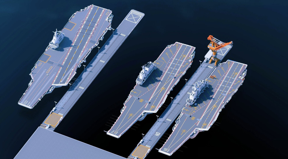 世界主流航母对比图大小吨位一目了然福建舰已跃居第二