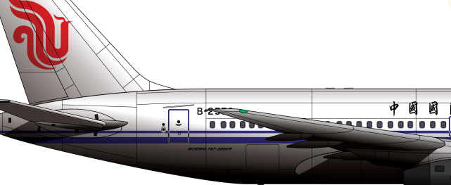 本厂长绘制的中国国际航空公司涂装的b-2553号波音767-200er型客机