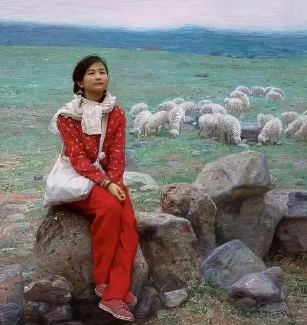 吴静涵画的女性油画，神秘而梦幻，不去乡村少女恬静之美！
