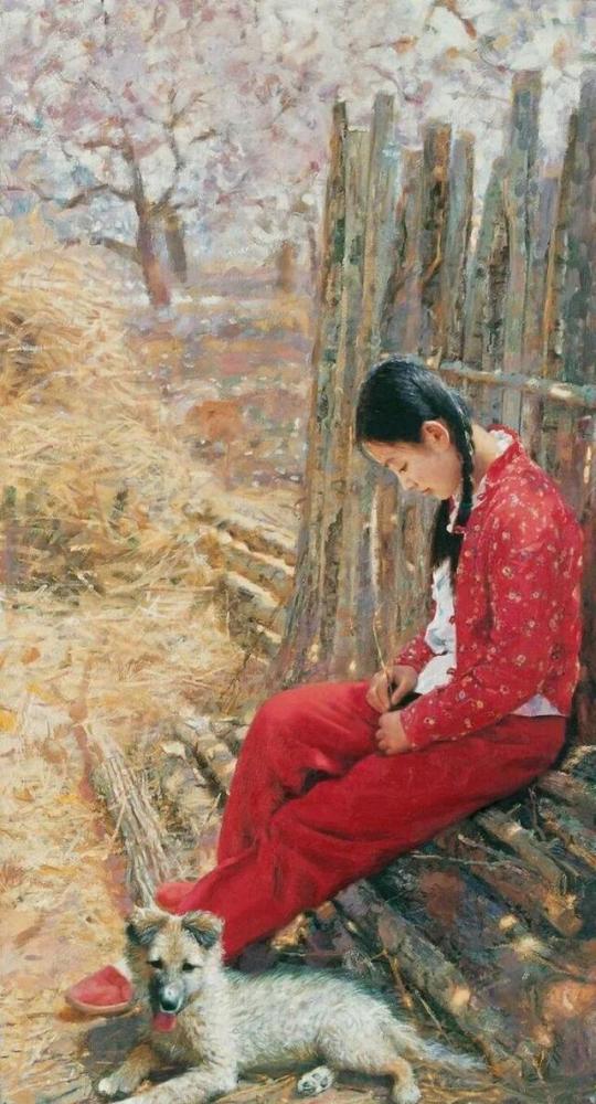 吴静涵画的女性油画，神秘而梦幻，不去乡村少女恬静之美！