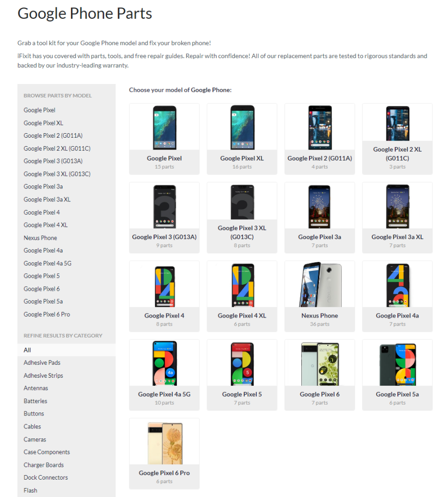 谷歌Pixel手机DIY维修套件现已在iFixit开售