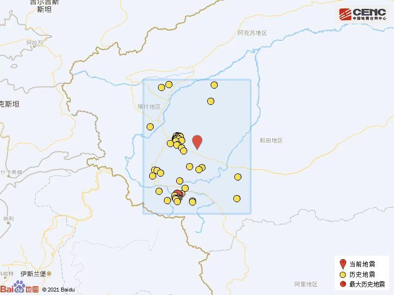 新疆和田地区皮山县发生5.1级地震震源深度10千米