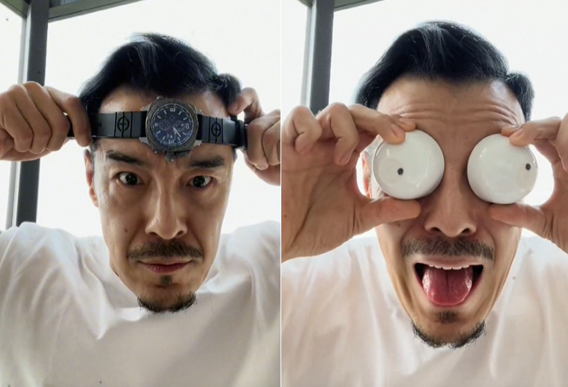 "许大茂"海一天晒搞怪视频,手表戴头上太奇葩,笑出皱纹好抢镜_腾讯