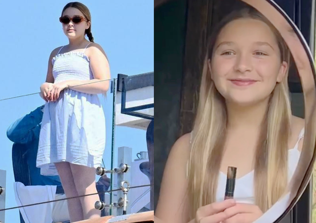 小贝给女儿提前过生,晒11岁小七近照!又长胖了,衣服快被撑开