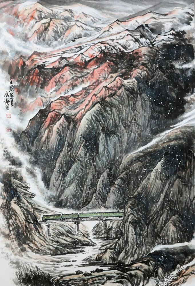 青藏铁路简笔画带颜色图片
