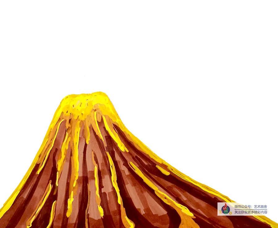 儿童画教程综合创意画嘭火山爆发啦