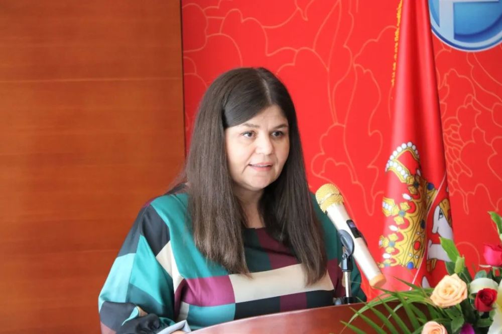 图| 首航见面会上,塞尔维亚驻华大使maja stefanovic致辞(摄影:刘计语