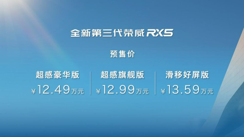 “冠军座驾”12.49万起，全新第三代荣威RX5/超混eRX5开启预售