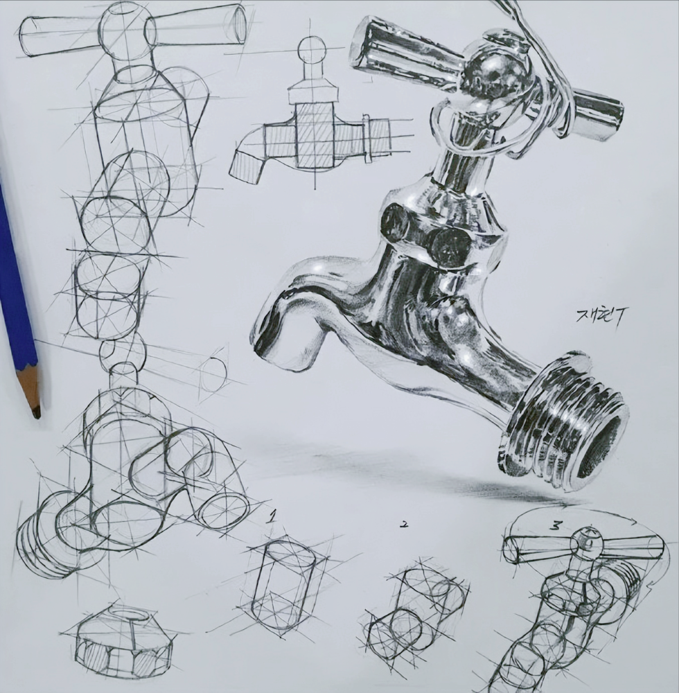 素描中不锈钢质感怎么画?看似简单却很难画,老师们都是这样画的
