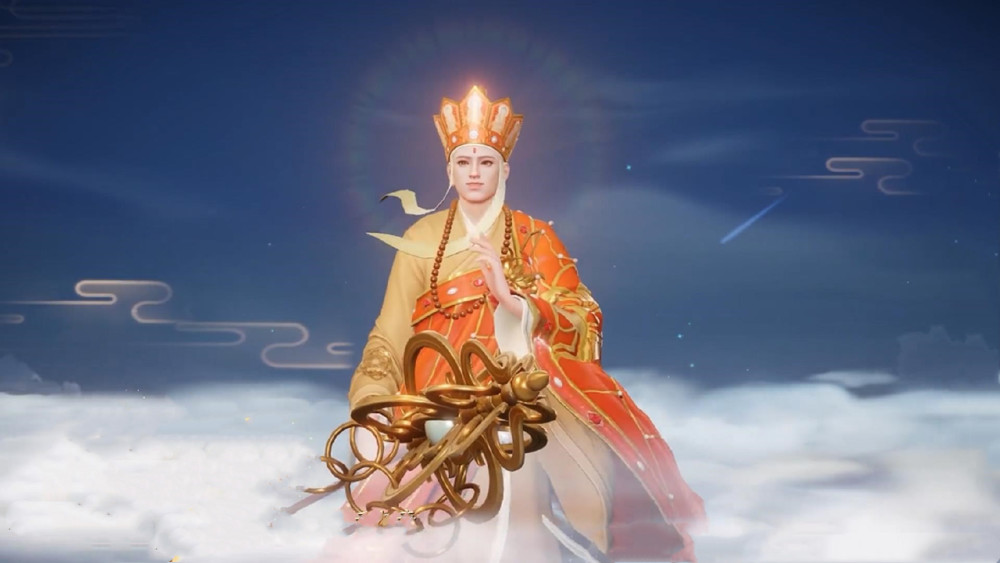 唐三藏还原了剧中的经典形象,穿着锦斓袈裟和五佛冠,海报形象看起来要