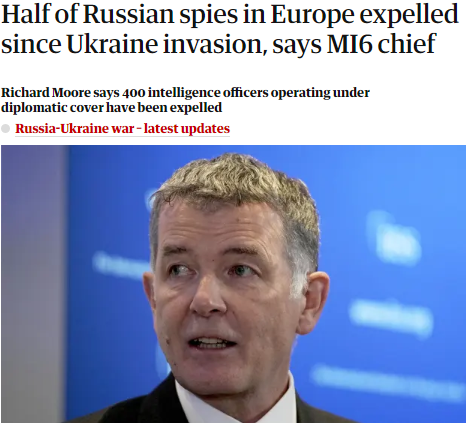 英国军情六处局长：欧洲累计驱逐400名俄外交官，已重创俄情报能力