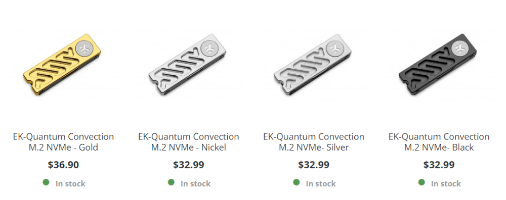 EKWB推出镀金的SSD被动散热器，售价36.9美元