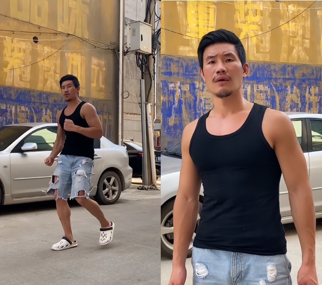 强壮的双臂使他看起来十分孔武有力,浑身的腱子肉让谢孟伟男人味十足