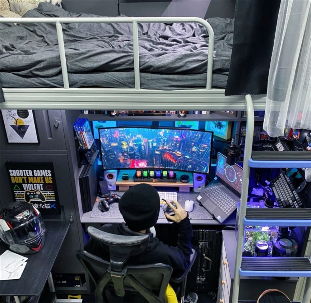 一位00后广东小哥将宿舍改造成炫酷电竞隔间网友真的服了
