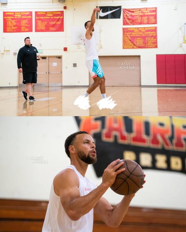 库里假期特训上演单臂暴扣,整个小臂都在篮筐之上,臂膀肌肉维度快赶上