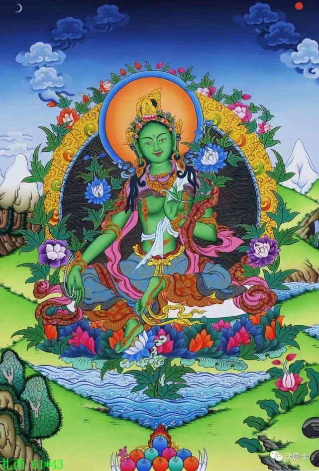 编号138-616154:彩绘唐卡-绿度母(61×43cm左右)